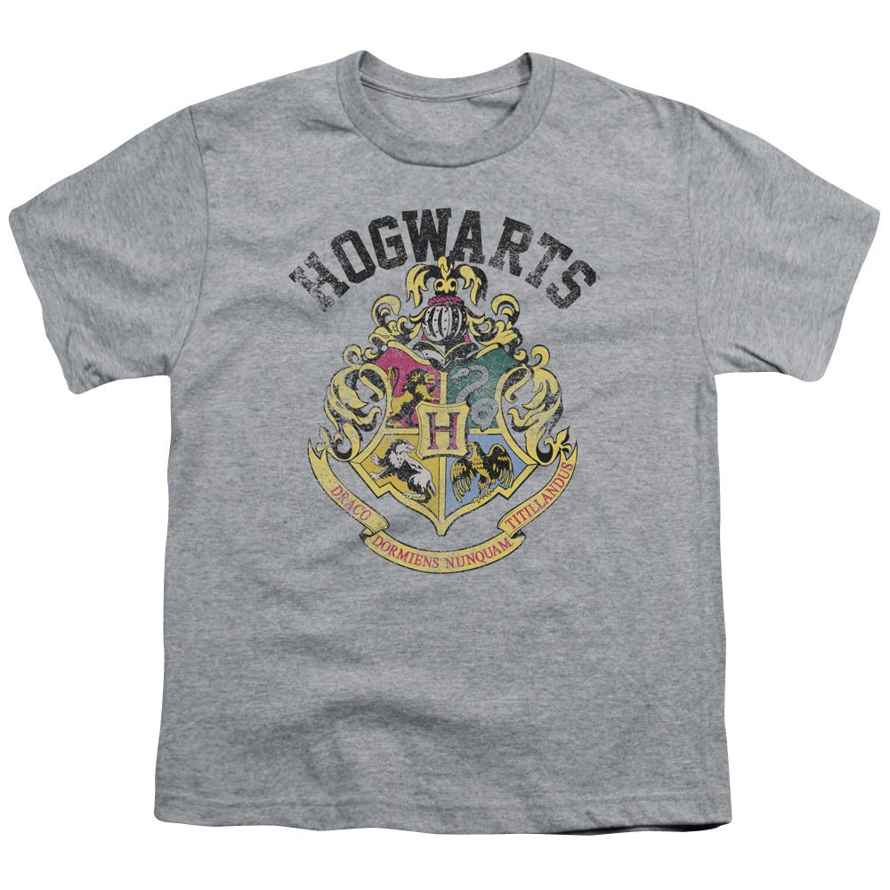 Harry Potter Hogwarts Crest Kids Youth T Shirt Athletic Heather Officially Licensed - POPvault