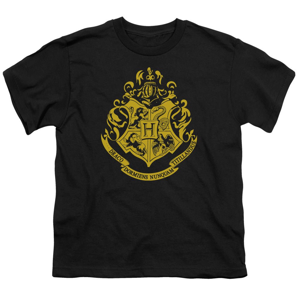 Harry Potter Hogwarts Crest Kids Youth T Shirt Black Officially Licensed - POPvault