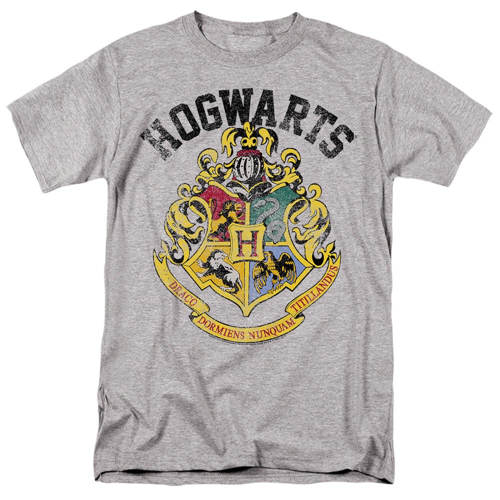 Harry Potter Hogwarts Crest Mens T Shirt Athletic Heather Officially Licensed - POPvault