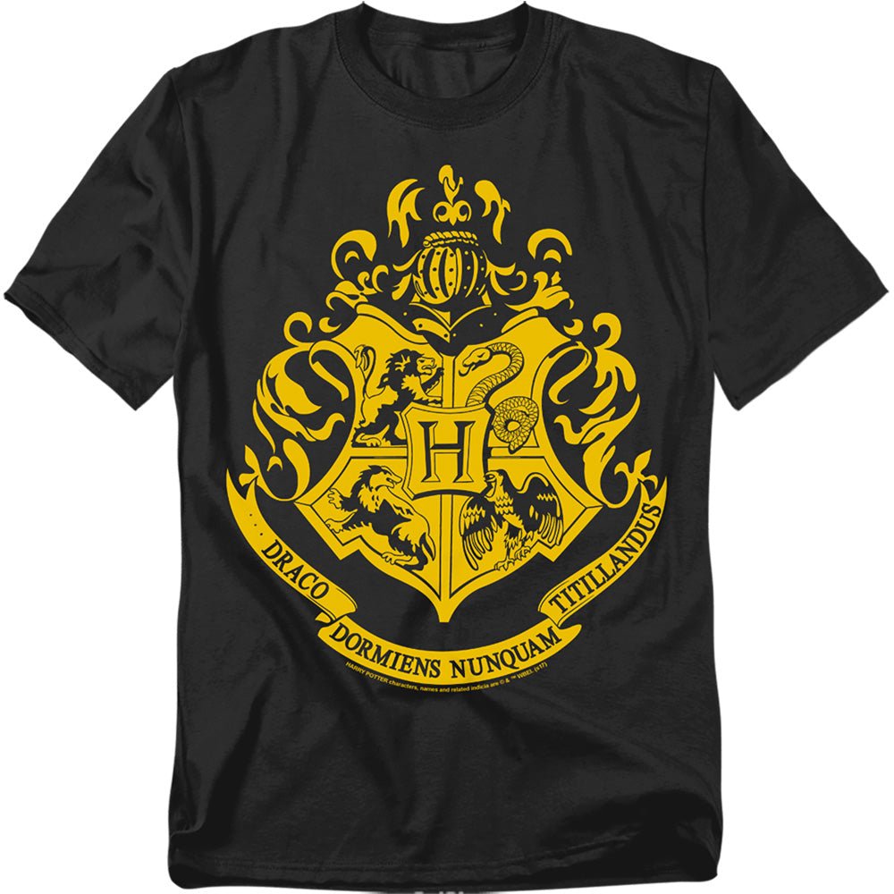 Harry Potter Hogwarts Crest Mens T Shirt Black Officially Licensed - POPvault