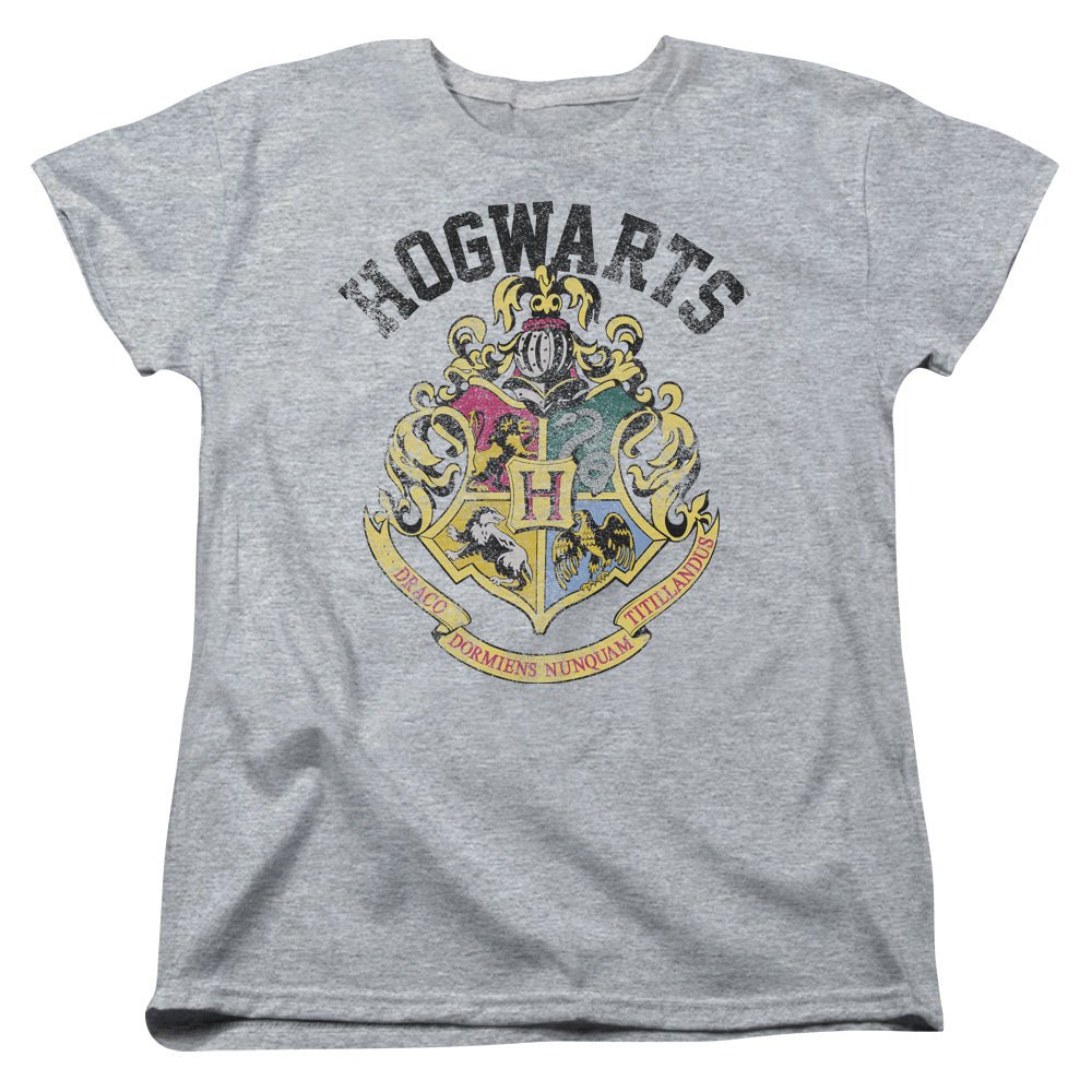 Harry Potter Hogwarts Crest Womens T Shirt Athletic Heather Officially Licensed - POPvault