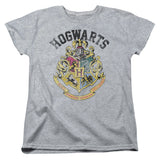 Harry Potter Hogwarts Crest Womens T Shirt Athletic Heather Officially Licensed - POPvault