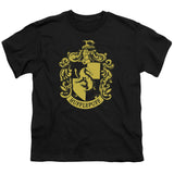 Harry Potter Hufflepuff Crest Kids Youth T Shirt Black Officially Licensed - POPvault
