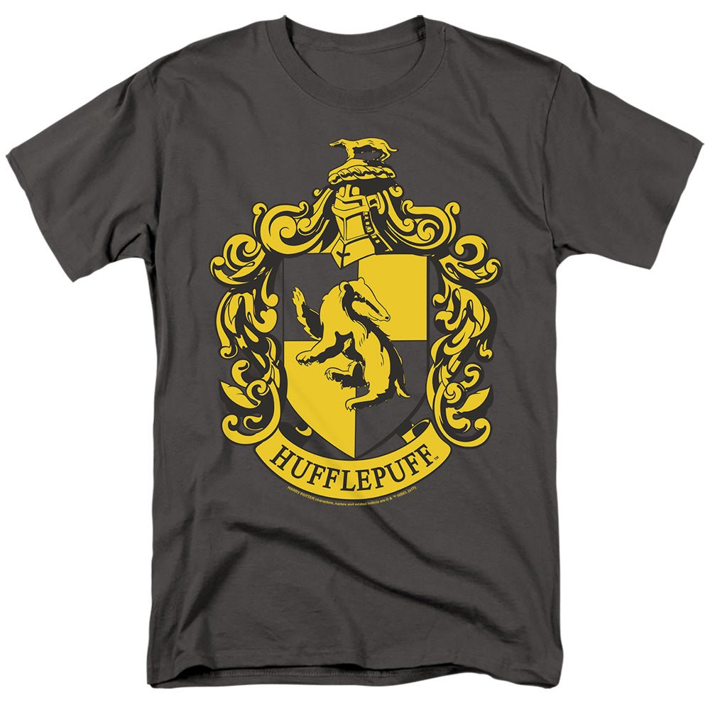 Harry Potter Hufflepuff Crest Mens T Shirt Charcoal Officially Licensed - POPvault