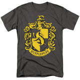 Harry Potter Hufflepuff Crest Mens T Shirt Charcoal Officially Licensed - POPvault