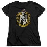 Harry Potter Hufflepuff Crest Womens T Shirt Black Officially Licensed - POPvault