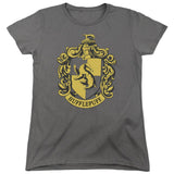 Harry Potter Hufflepuff Crest Womens T Shirt Charcoal Officially Licensed - POPvault