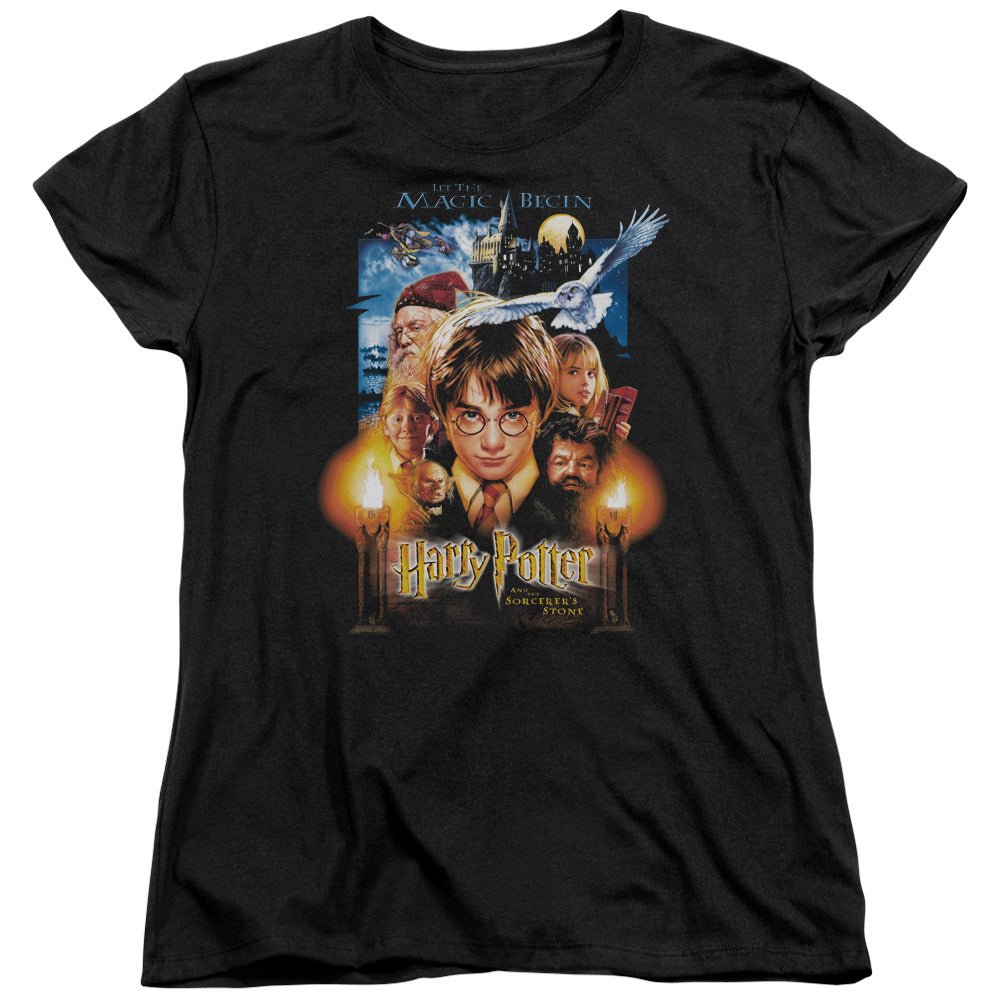 Harry Potter Movie Poster Womens T Shirt Black Officially Licensed - POPvault