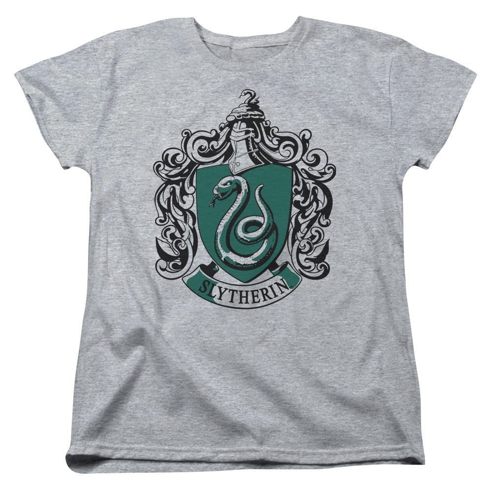 Harry Potter Slytherin Crest Womens T Shirt Athletic Heather Officially Licensed - POPvault