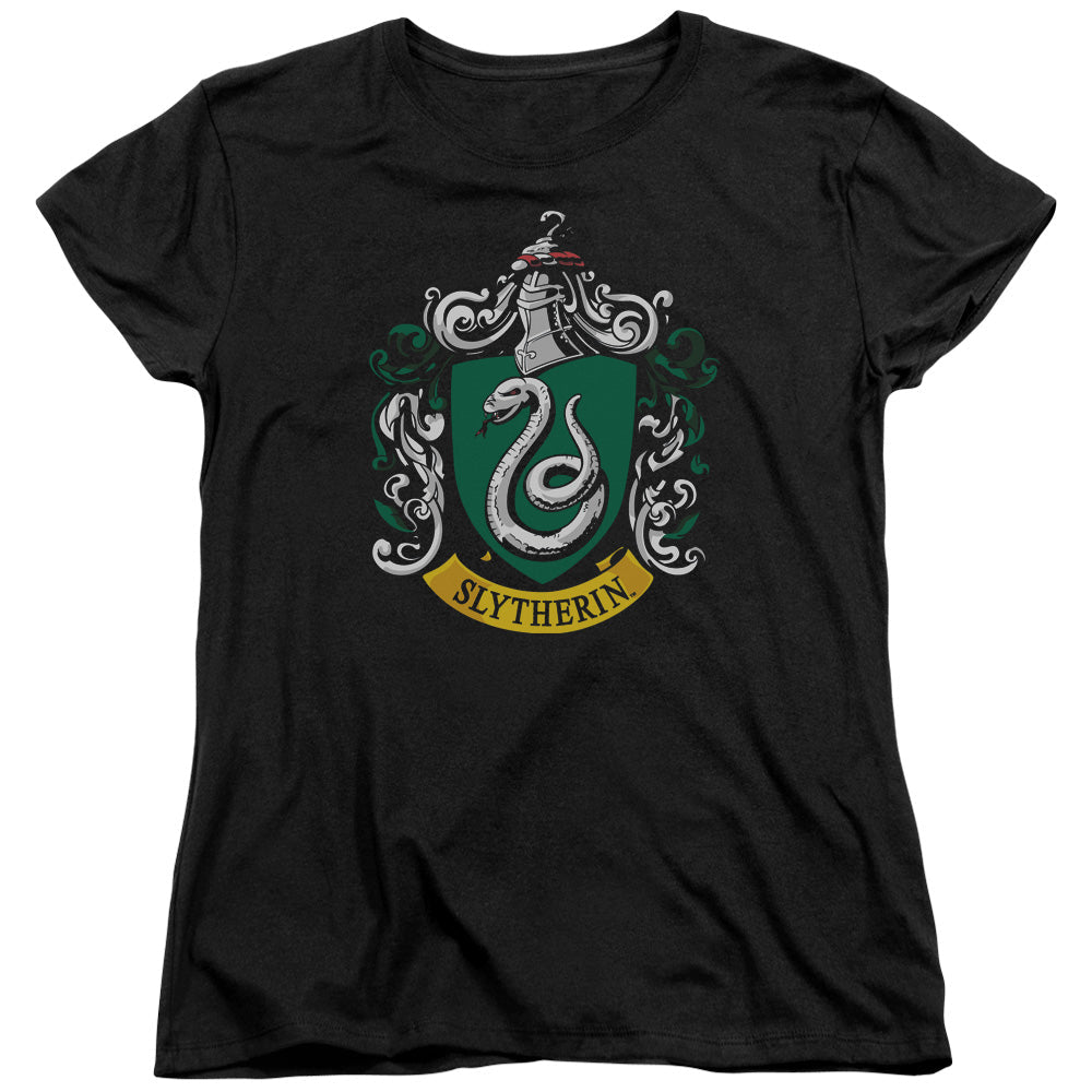 Harry Potter Slytherin Crest Womens T Shirt Black Officially Licensed - POPvault