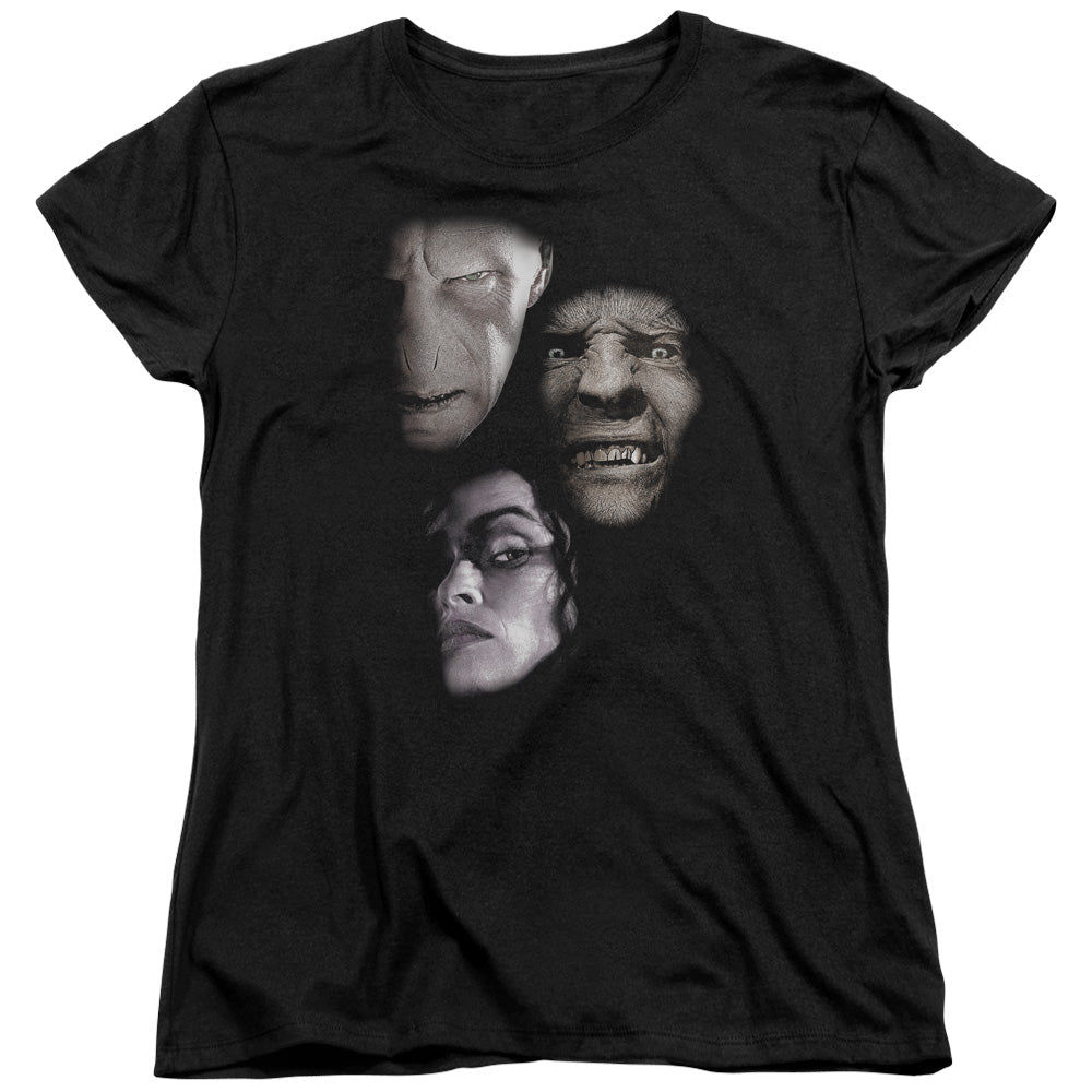 Harry Potter Villian Heads Womens T Shirt Black Officially Licensed - POPvault