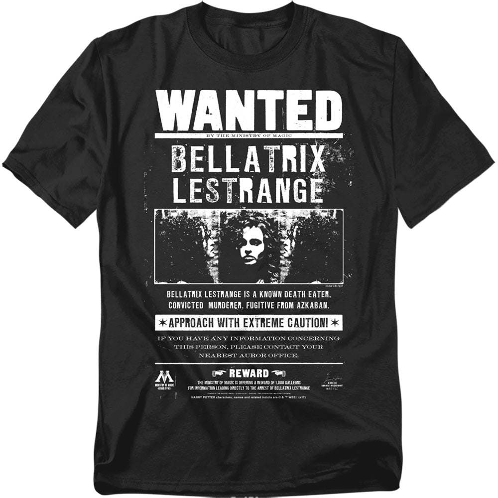 Harry Potter Wanted Bellatrix Mens T Shirt Black Officially Licensed - POPvault