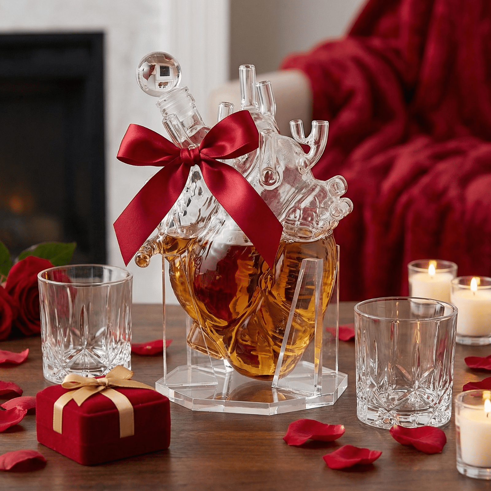 Heart Whiskey & Wine 750 ml Decanter Set With Organ Aerator - POPvault