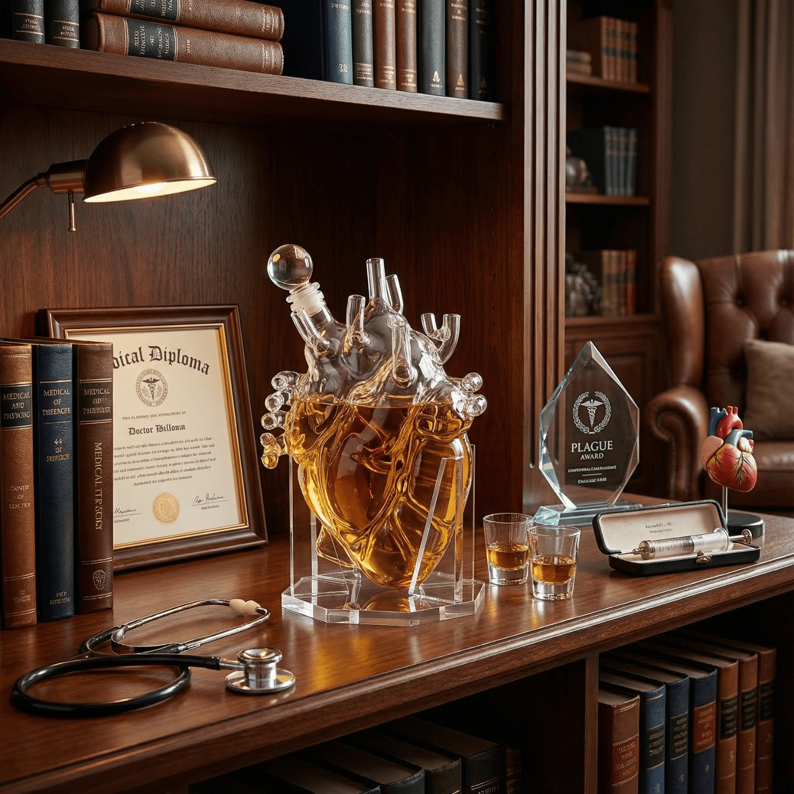 Heart Whiskey & Wine 750 ml Decanter Set With Organ Aerator - POPvault