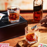 Hockey Puck Whiskey Stones 7 Piece Set Including 4 Chill Stones With Cooling Gel, Hockey Stick Tongs & 2 Whiskey Glasses - POPvault