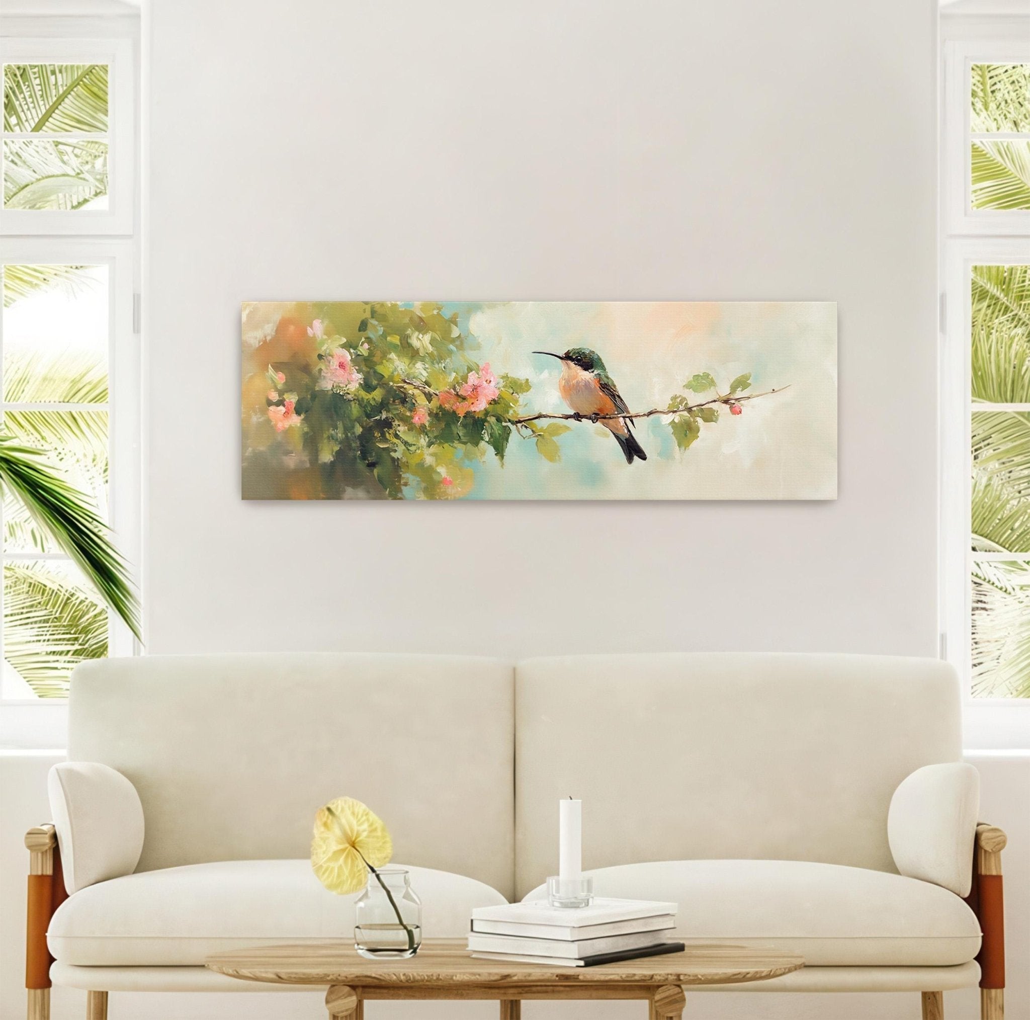 Hummingbird Wall Art Framed - Moody Canvas Art - POPvault