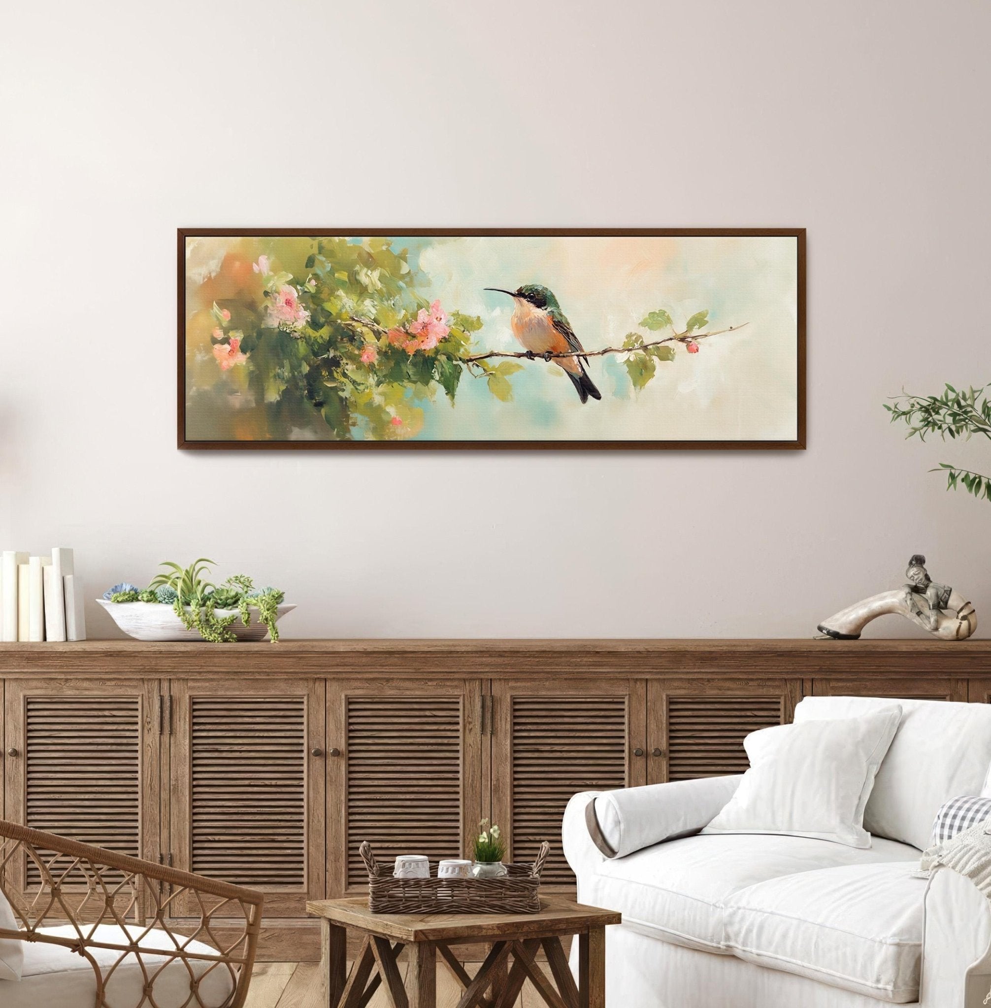 Hummingbird Wall Art Framed - Moody Canvas Art - POPvault