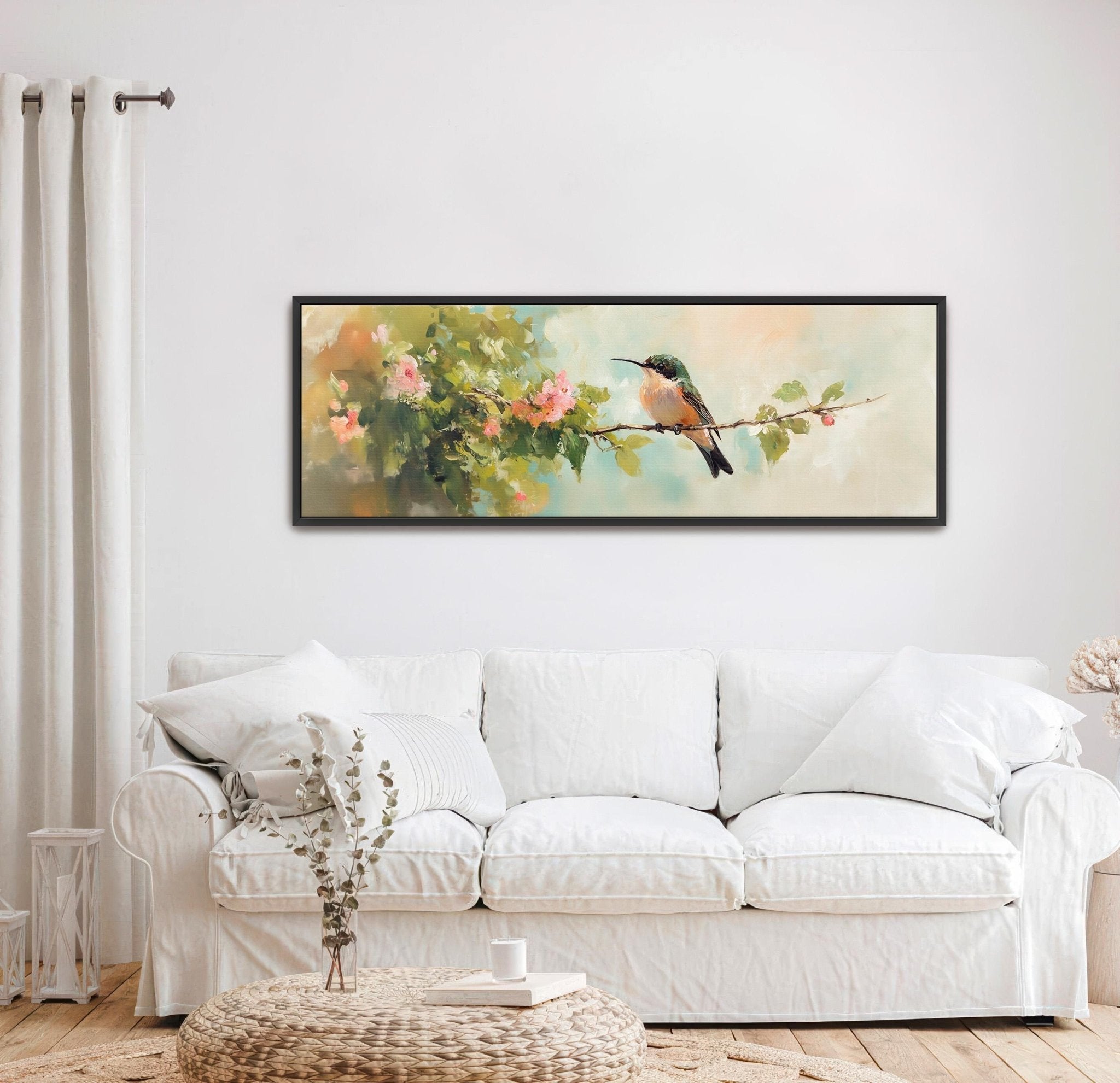 Hummingbird Wall Art Framed - Moody Canvas Art - POPvault