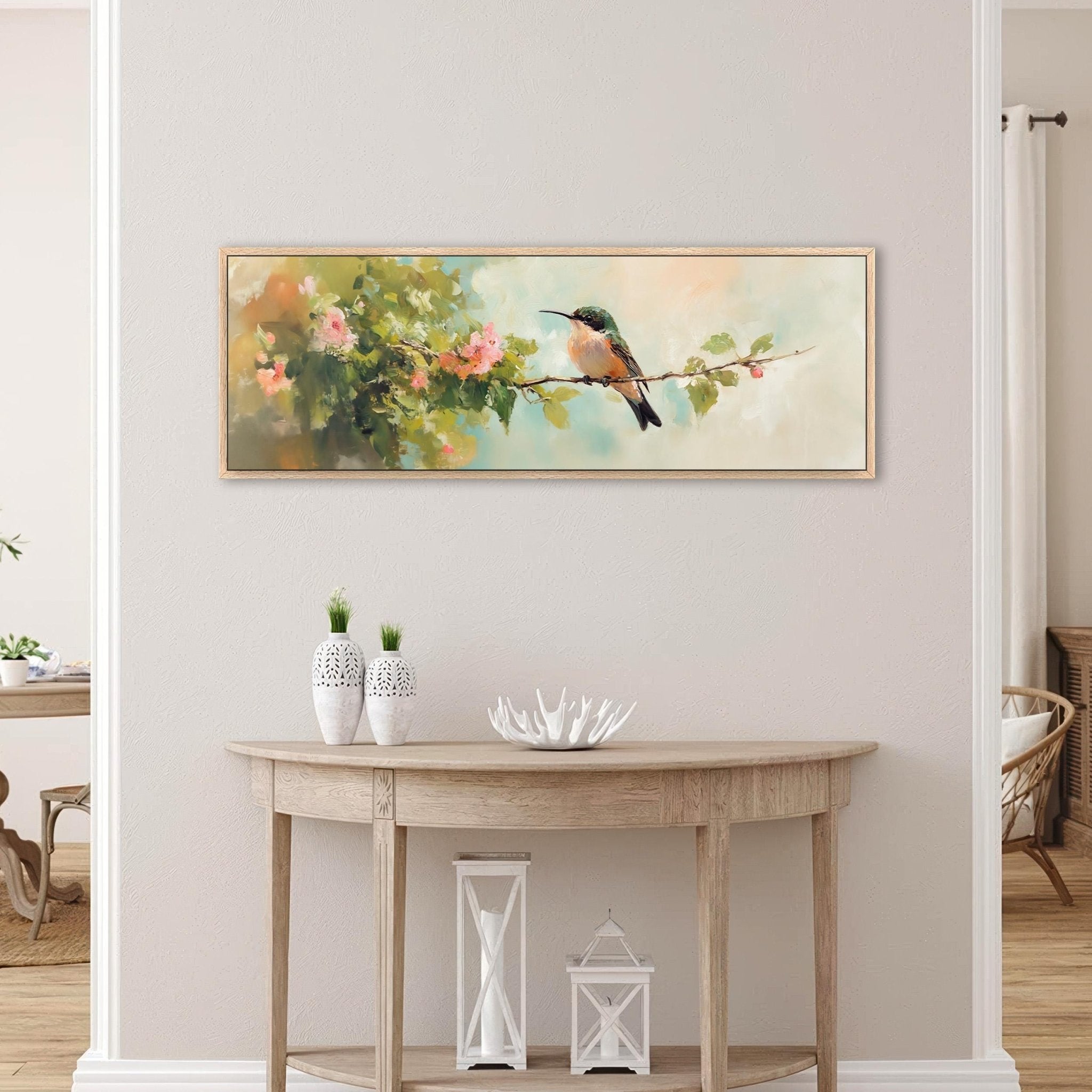 Hummingbird Wall Art Framed - Moody Canvas Art - POPvault