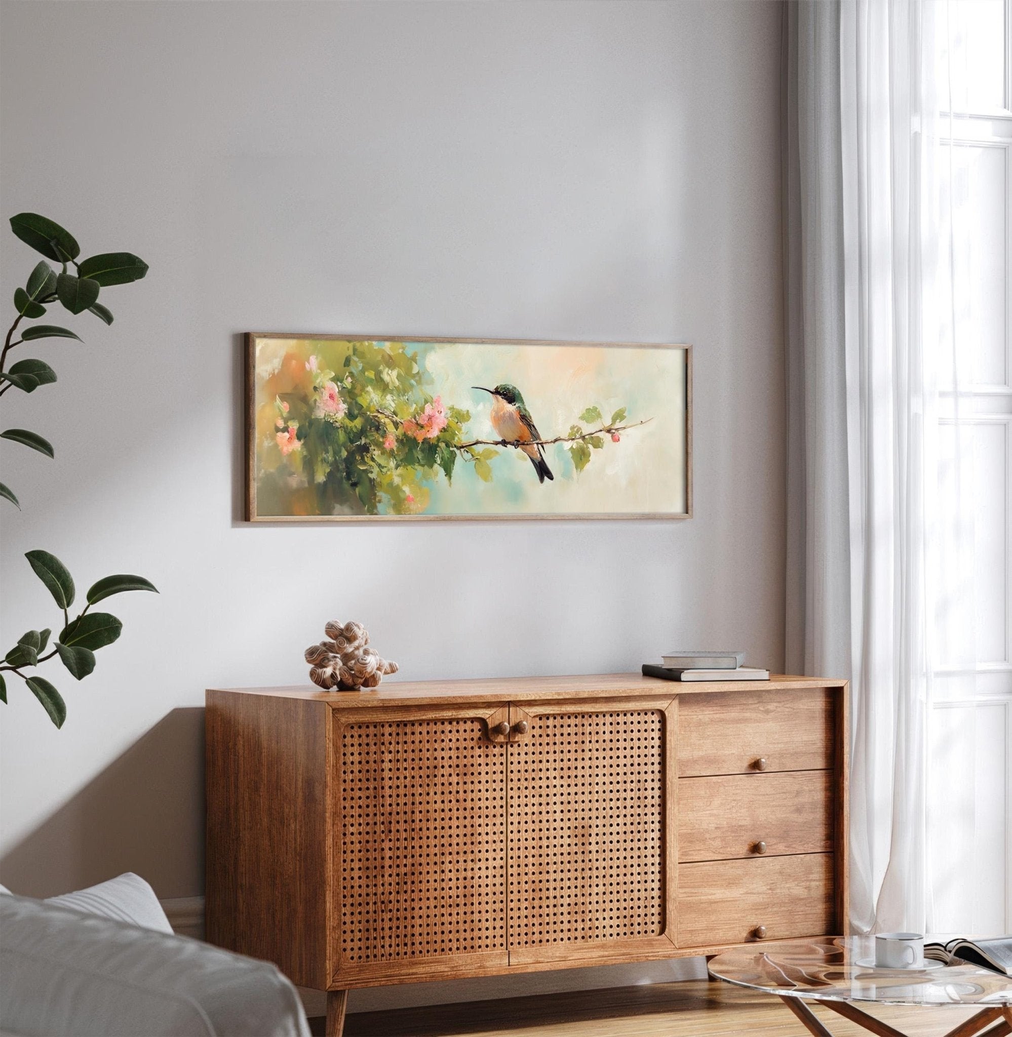 Hummingbird Wall Art Framed - Moody Canvas Art - POPvault