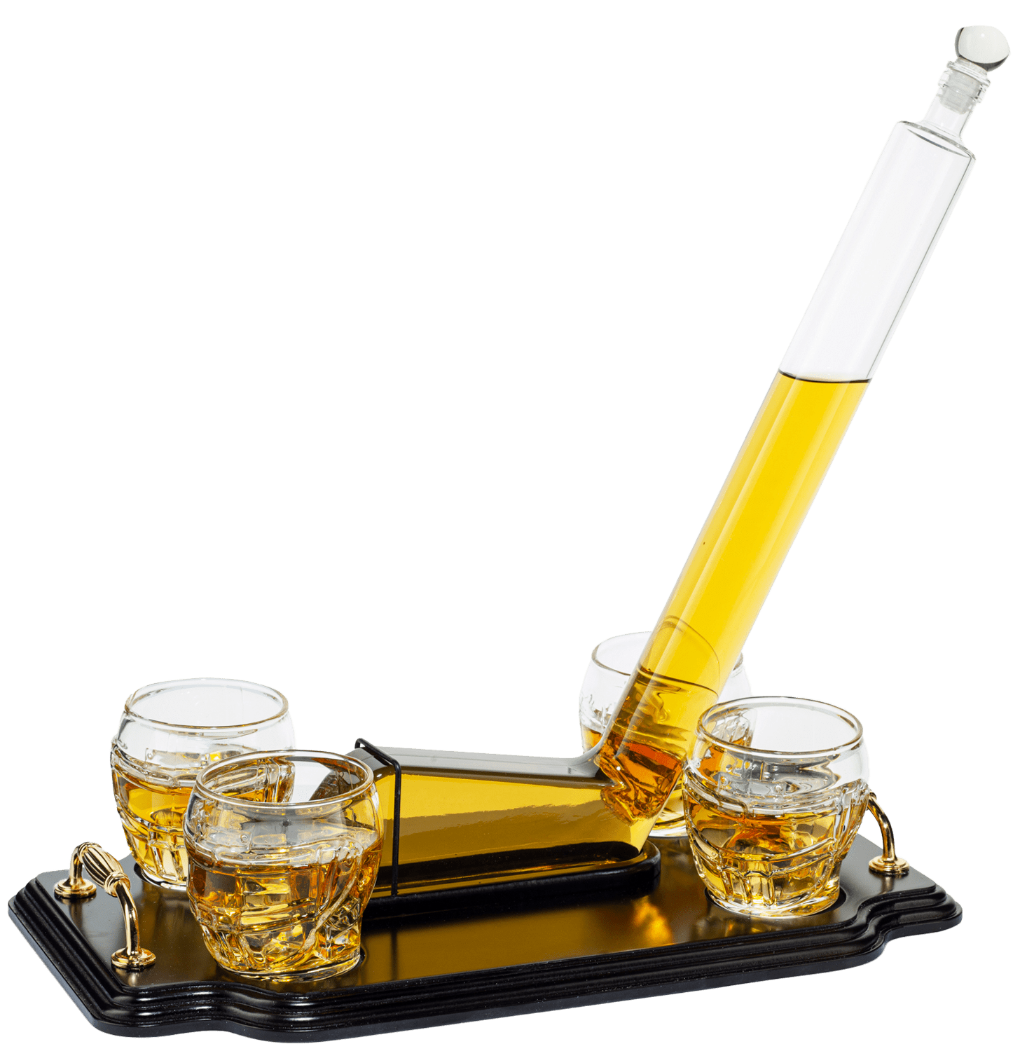 Ice Hockey 750 ml Whiskey Decanter Set With 4 8 Oz. Helmet Whiskey Glasses - POPvault