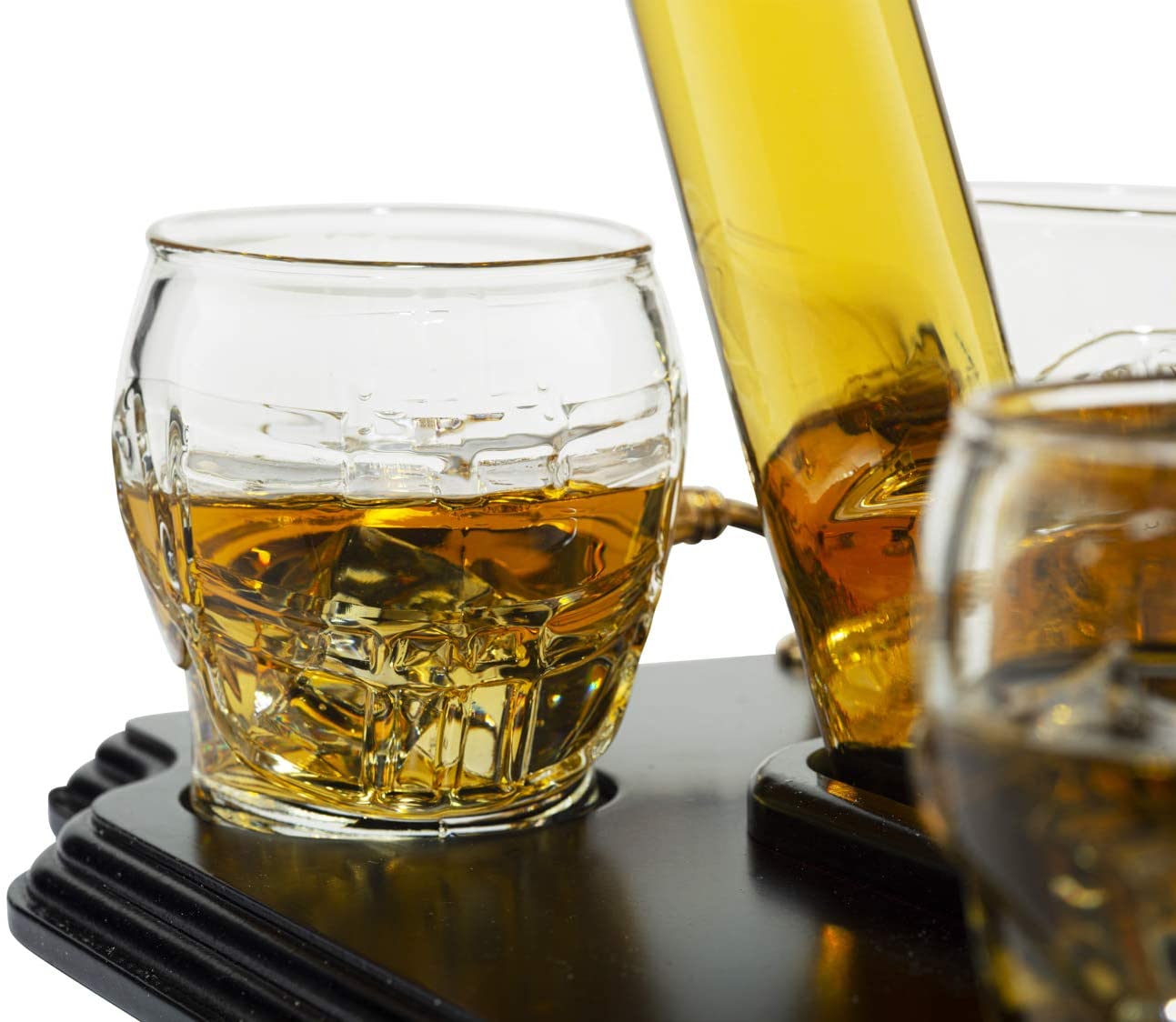 Ice Hockey 750 ml Whiskey Decanter Set With 4 8 Oz. Helmet Whiskey Glasses - POPvault
