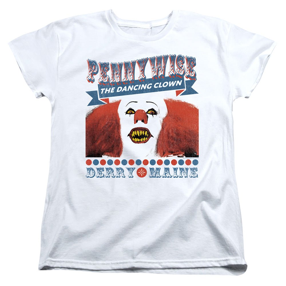 IT 1990 The Dancing Clown Womens T Shirt White Officially Licensed - POPvault
