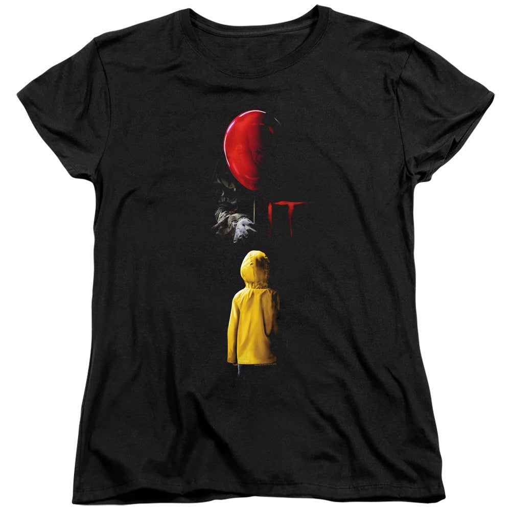 IT Red Balloon Womens T Shirt Black Officially Licensed - POPvault