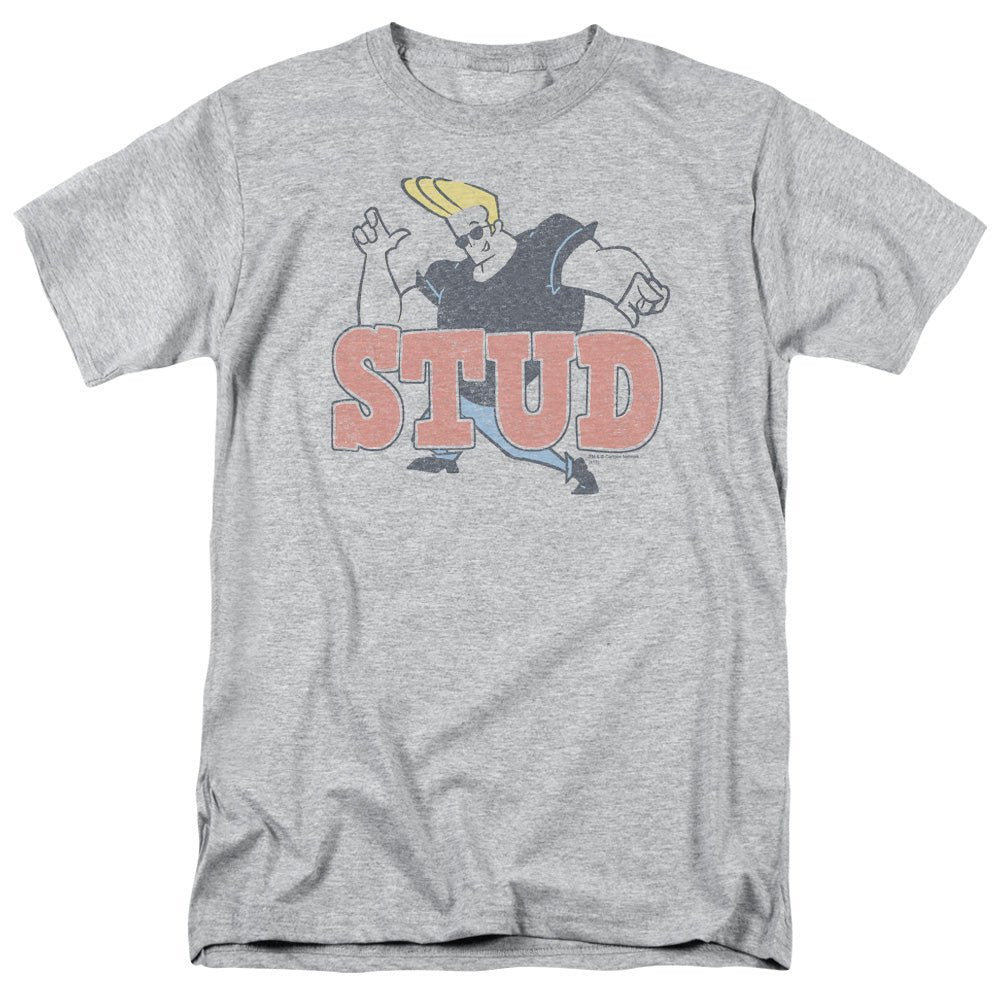 Johnny Bravo Stud Mens T Shirt Athletic Heather Officially Licensed - POPvault