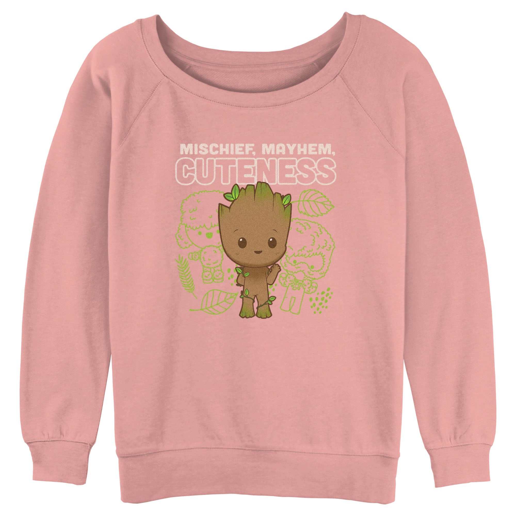 Junior's Marvel Cute Groot Linework Raglan Pullover - POPvault