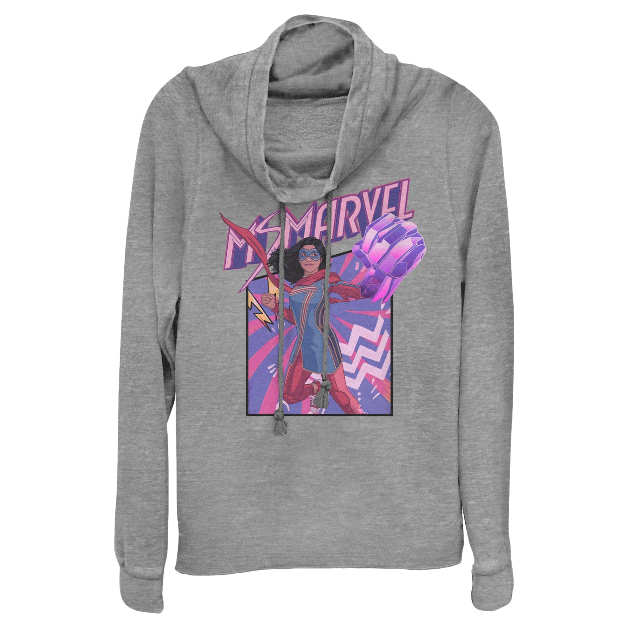 Junior's Marvel Fist Panel Cowl Neck - POPvault