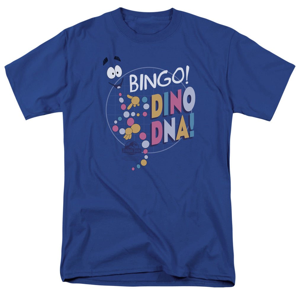 Jurassic Park Bingo Dino Dna Mens T Shirt Royal Blue - POPvault