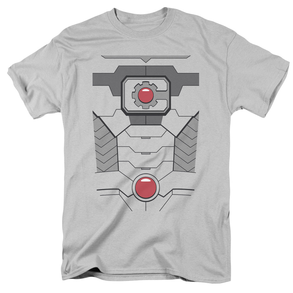 Justice League Cyborg Uniform Mens T Shirt Silver Officially Licensed - POPvault
