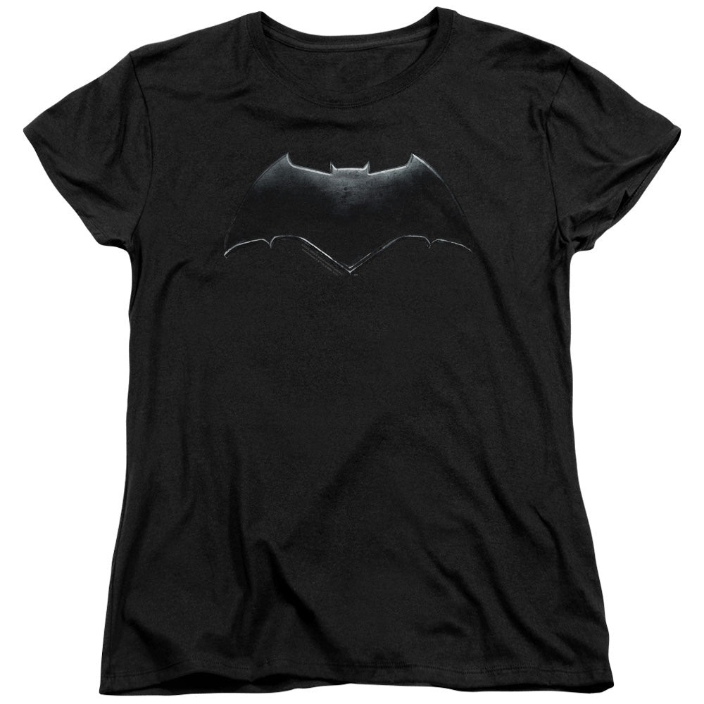 Justice League Movie Batman Logo Womens T Shirt Black Officially Licensed - POPvault