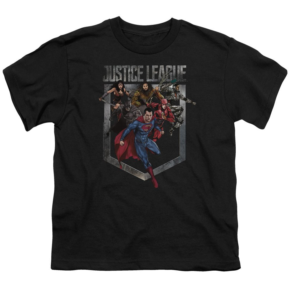 Justice League Movie Charge Kids Youth T Shirt Black Officially Licensed - POPvault