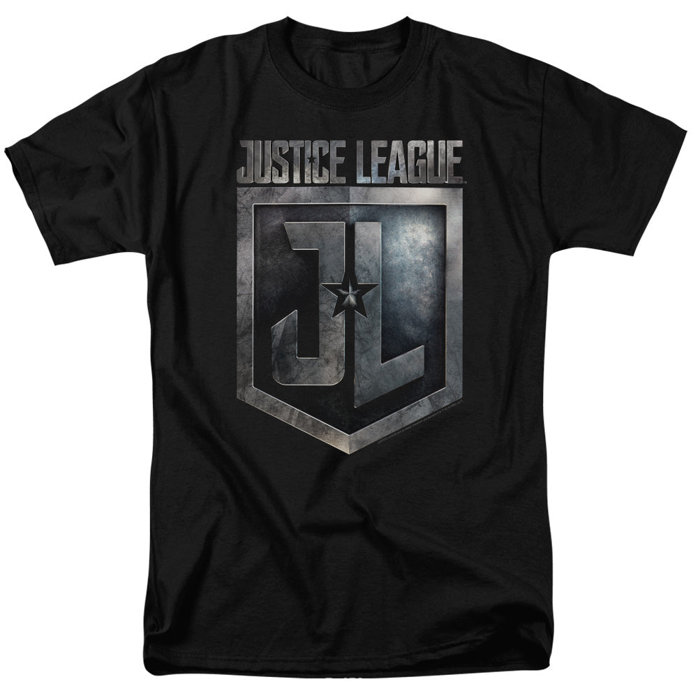 Justice League Movie Shield Logo Mens T Shirt Black Officially Licensed - POPvault