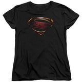 Justice League Movie Superman Logo Womens T Shirt Black Officially Licensed - POPvault