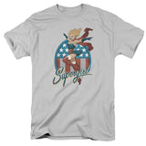Justice League Supergirl Bombshell Mens T Shirt Silver Officially Licensed - POPvault