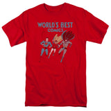 Justice League Worlds Best Mens T Shirt Red Officially Licensed - POPvault