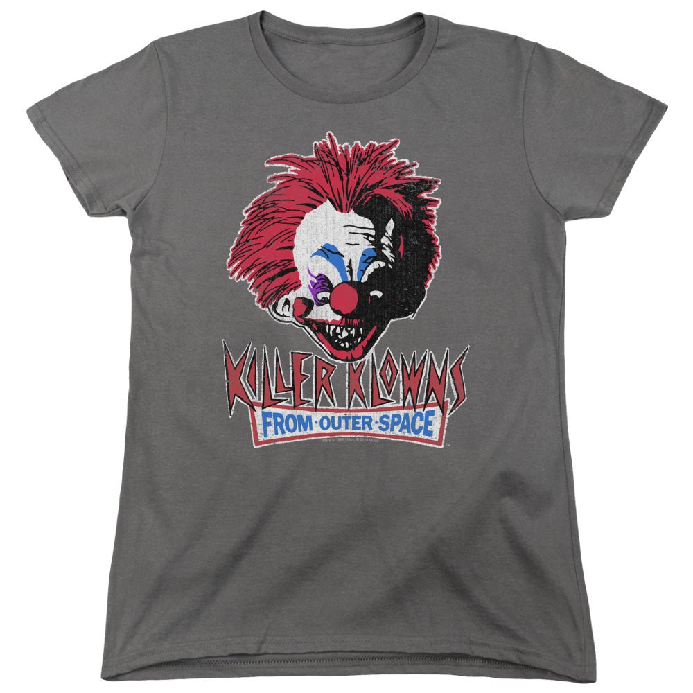 Killer Klowns From Outer Space Rough Clown Womens T Shirt Charcoal Officially Licensed - POPvault