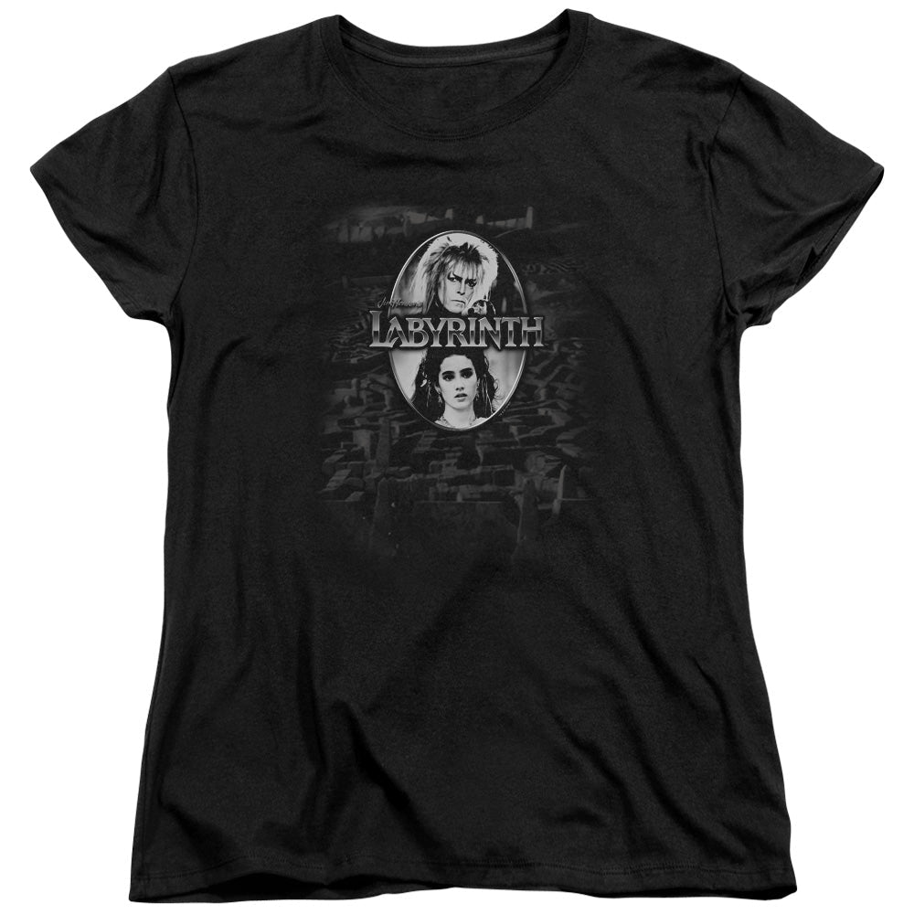 Labyrinth Maze Womens T Shirt Black Officially Licensed - POPvault