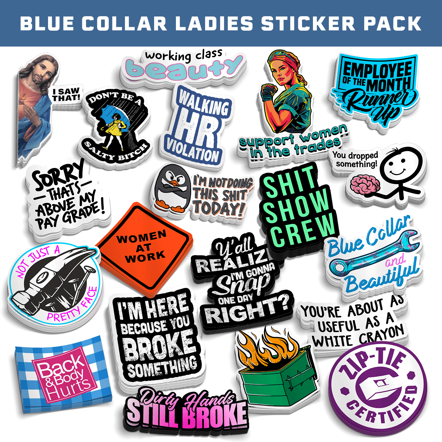 Ladies Blue Collar Sticker Pack - POPvault