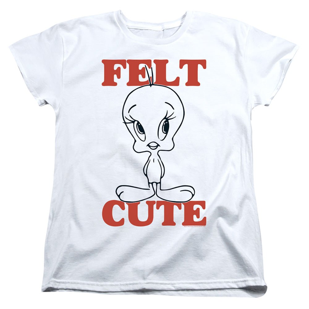 Looney Tunes Felt Cute Womens T Shirt White Officially Licensed - POPvault