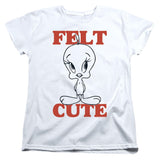 Looney Tunes Felt Cute Womens T Shirt White Officially Licensed - POPvault