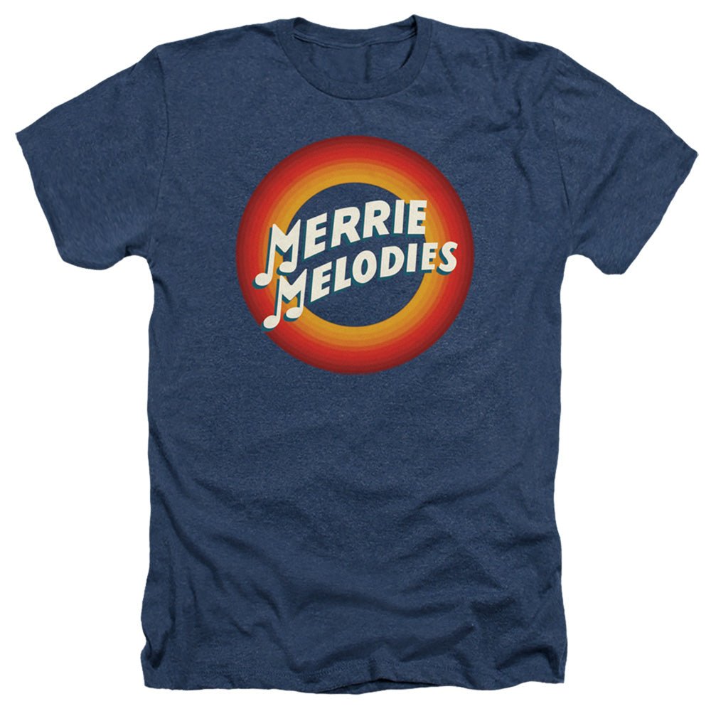 Looney Tunes Merrie Logo Heather Mens T Shirt Navy Blue Officially Licensed - POPvault