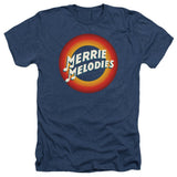 Looney Tunes Merrie Logo Heather Mens T Shirt Navy Blue Officially Licensed - POPvault