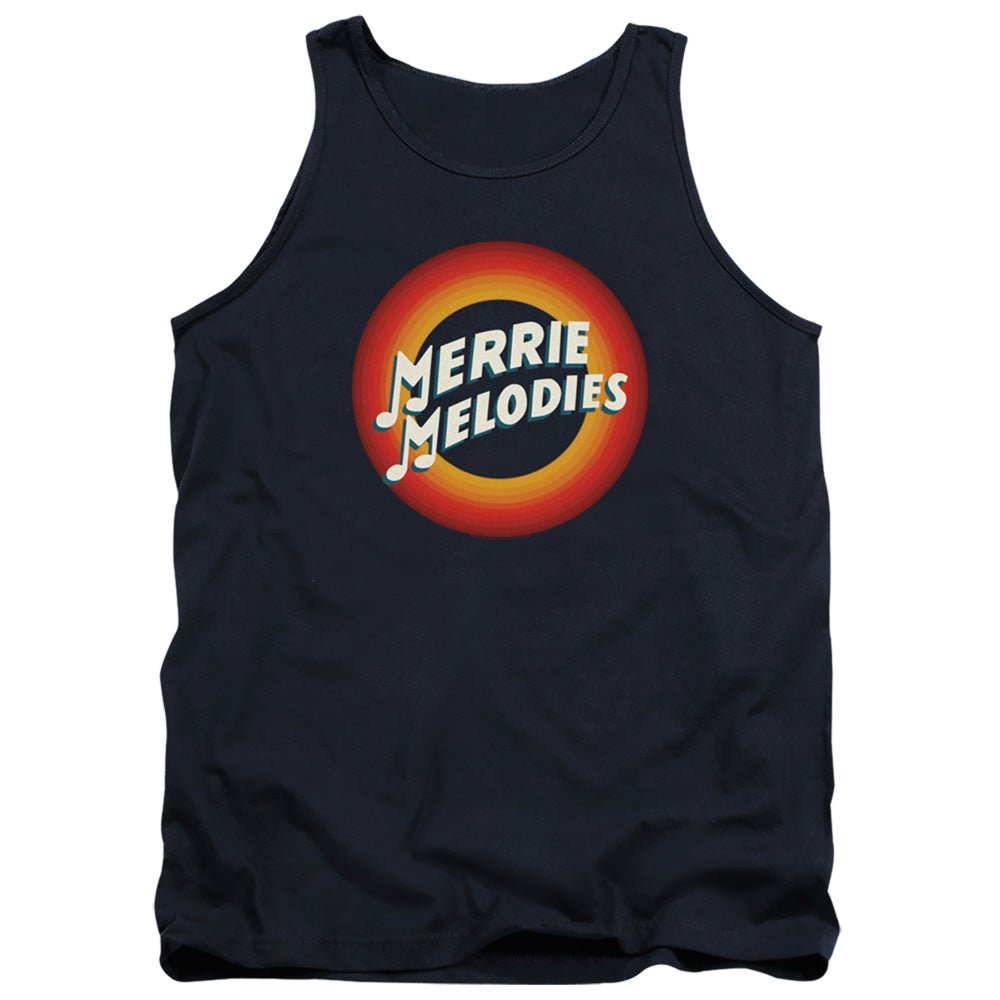 Looney Tunes Merrie Logo Mens Tank Top Shirt Navy Blue Officially Licensed - POPvault
