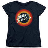 Looney Tunes Merrie Logo Womens T Shirt Navy Blue Officially Licensed - POPvault