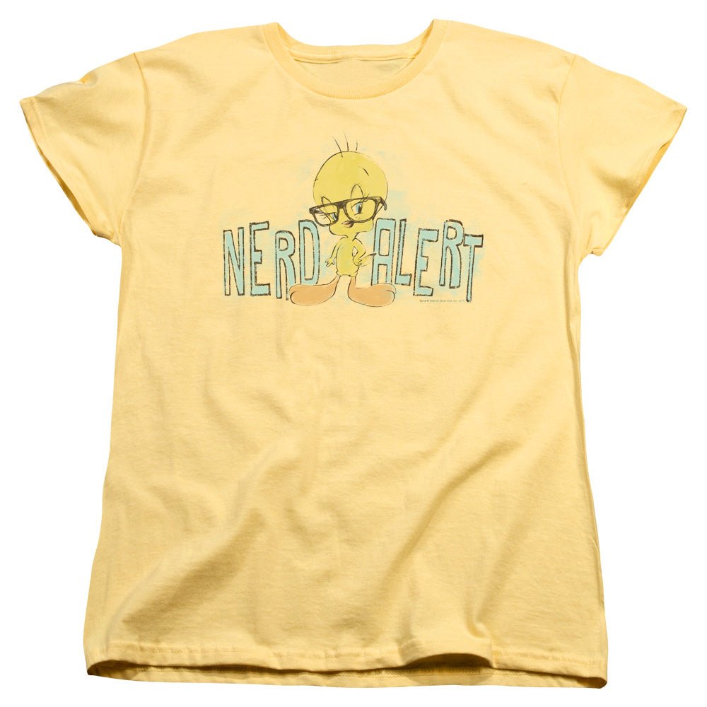 Looney Tunes Nerd Alert Womens T Shirt Banana Officially Licensed - POPvault