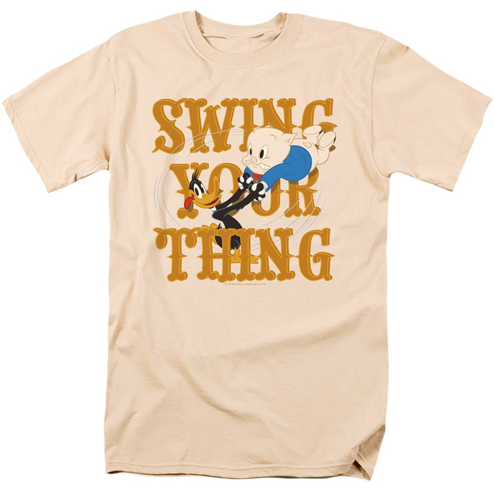 Looney Tunes Swing Your Thing Mens T Shirt Cream Officially Licensed - POPvault